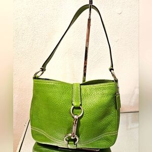 Coach Pea Green Pebbled Leather Shoulder Bag f13086